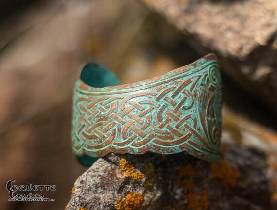 Hand hammered and forged etched anticlastic unisex Copper Cuff Bracelet