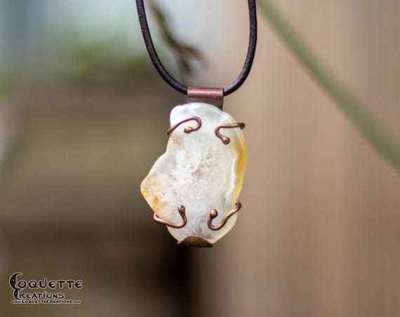 Copper and Chalcedony Pendant Necklace