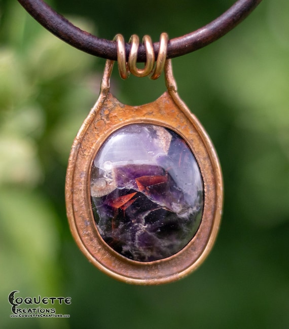 Copper and Amethyst Pendant Necklace