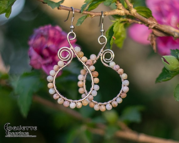 Copper and Peruvian Opal  Dangle Earrings