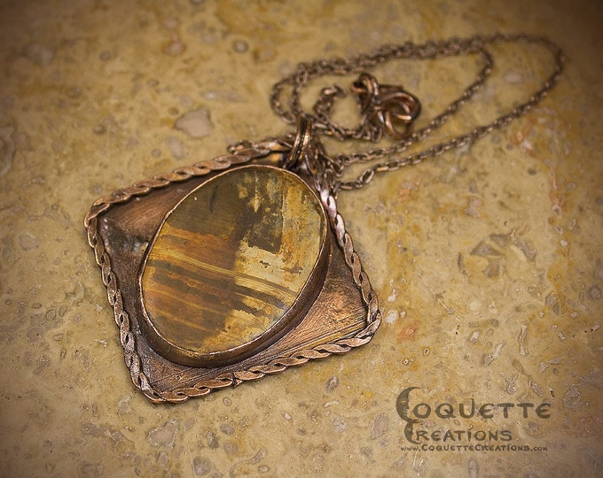 Picture Jasper Hand Forged Copper Pendant