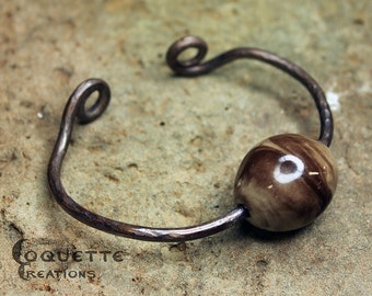 Twisted Bead Copper  Bracelet Bangle