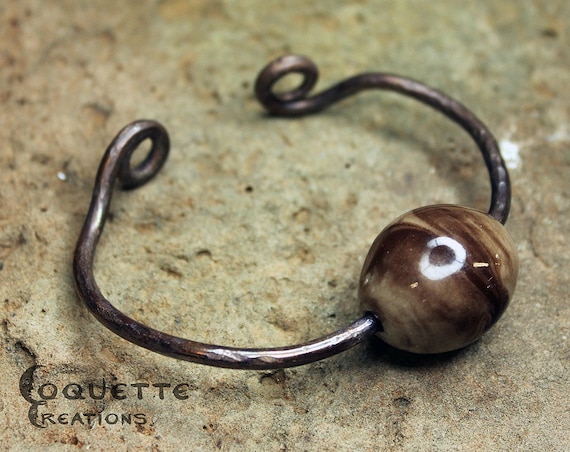 Twisted Bead Copper  Bracelet Bangle