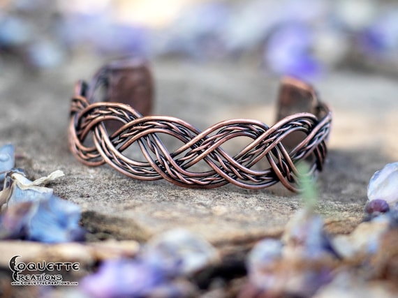 Aged Braided Copper Bracelet Bangle