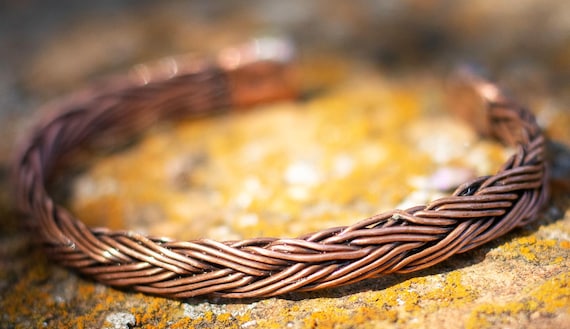 24 Strand Fishtail Braided Copper Bangle Bracelet
