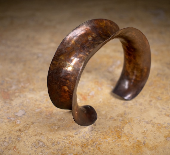 Aged Hammered Copper Cuff Bracelet