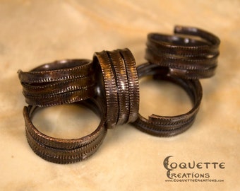 Aged Grooved Spiral Copper Ring