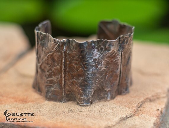 Original One-of-a-kind Handmade .999 Fine Silver Hand Hammered & Forged Textured Cuff Bracelet