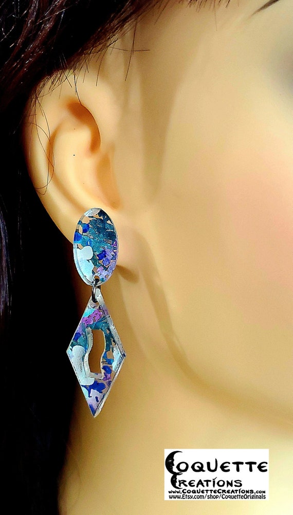 Laser Cut Acrylic PatternPly@ Geometric Pushback Stud Earrings, hand made lightweight earrings