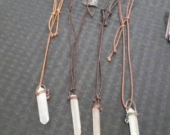 Quartz Crystal Pendant on Leather Cord