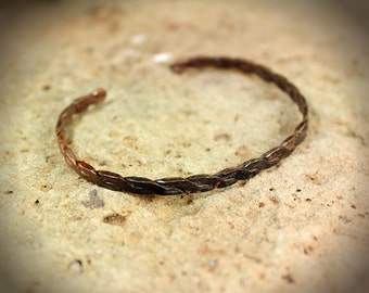 Aged Woven Copper  Bracelet Bangle