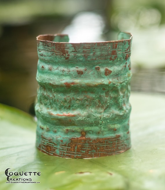 Hand hammered and torch fired solid Copper Cuff Bracelet