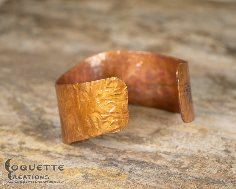 Hammered Rustic Wave Copper Cuff Bracelet