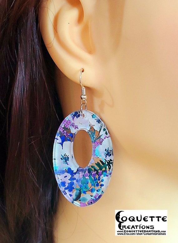 Laser Cut Acrylic PatternPly@ Geometric French Dangle Earwire Earrings, hand made lightweight earrings