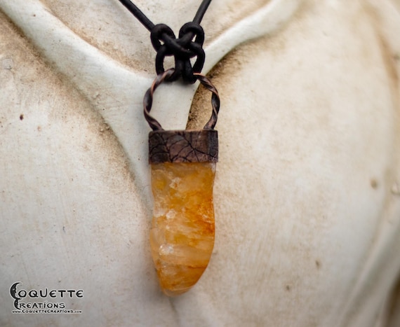 Copper and Ferruginous Quarts aka Fire Quarts or Tangerine Quartz Pendant Necklace