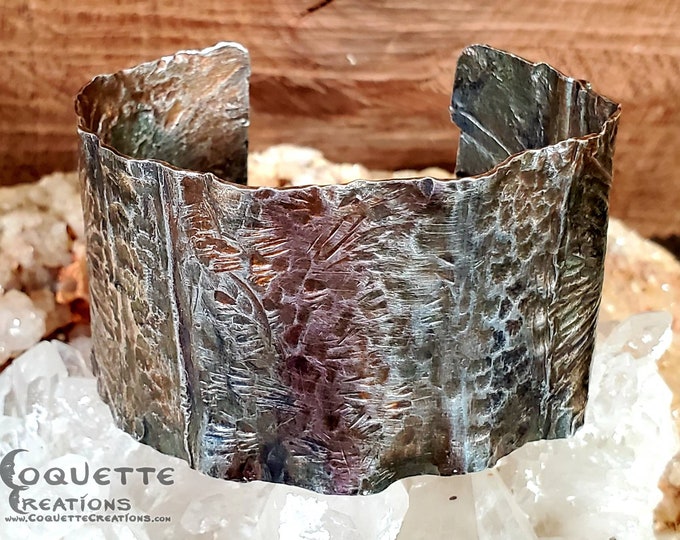 Original One-of-a-kind Handmade .999 Fine Silver Hand Hammered & Forged Textured Cuff Bracelet
