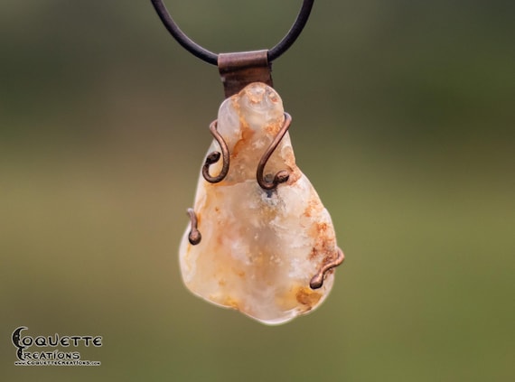 Copper and Chalcedony Pendant Necklace