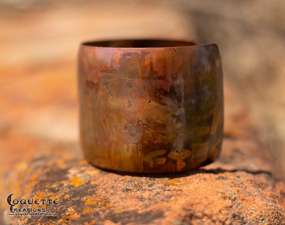 Hand hammered and forged gently etched domed unisex Copper Cuff Bracelet