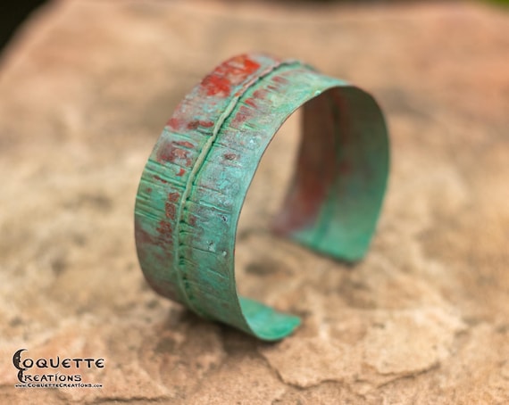 Hand hammered and fired fold formed Copper Cuff Bracelet