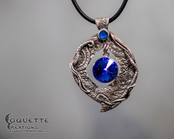 Original Handmade One-of-a-kind Swarovski Crystal & .999 Fine Silver Pendant Necklace
