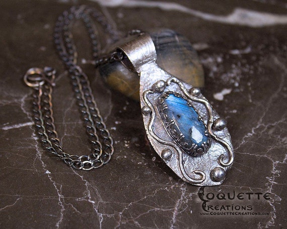 Original Handmade One-of-a-kind Blue Labradorite & .999 Fine Silver Pendant Necklace