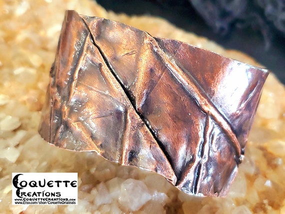 Hand hammered copper cuff bracelet finished with a beautiful bronze patina