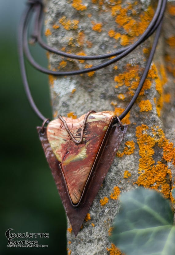 Copper and Brecciated Jasper Pendant Necklace