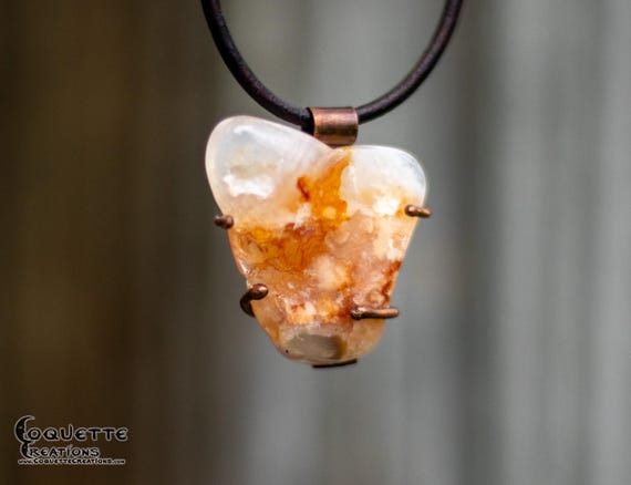 Copper and Chalcedony Pendant Necklace