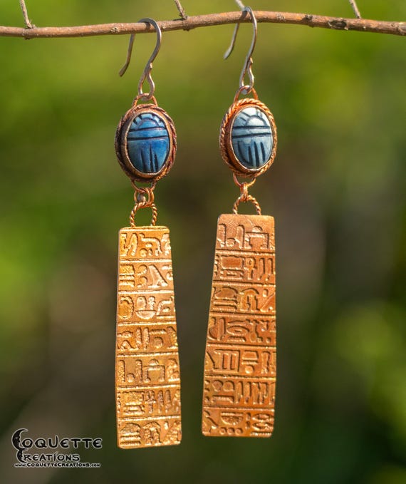 Ancient Egyptian Style Copper Dangle Earrings