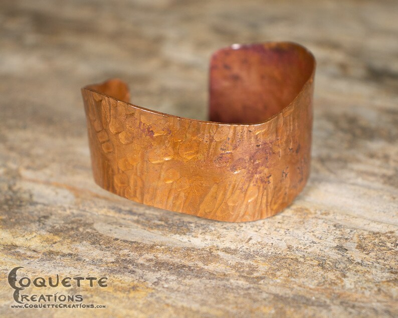 Hammered Rustic Wave Copper Cuff Bracelet