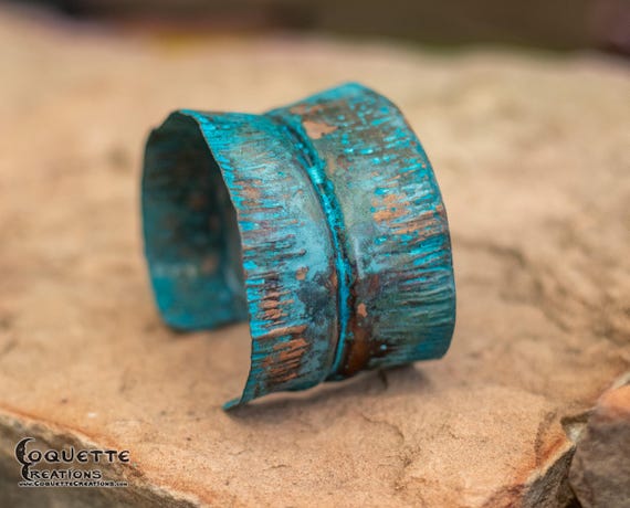 Hand hammered and torch fired fold formed Copper Cuff Bracelet