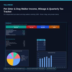 Pet Sitter Dog Walker Tracker – Income, Mileage, Tax Spreadsheet (Excel/Google Sheets)