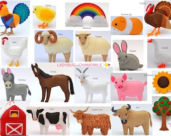 FARM ANIMALS Felt Toys, Ornaments, Magnets