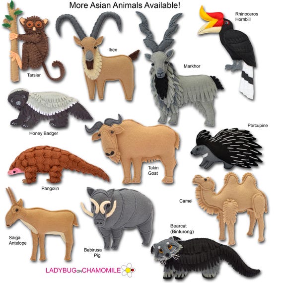 Felt Asian Animals | Handmade Wildlife Decor & Gift Collection