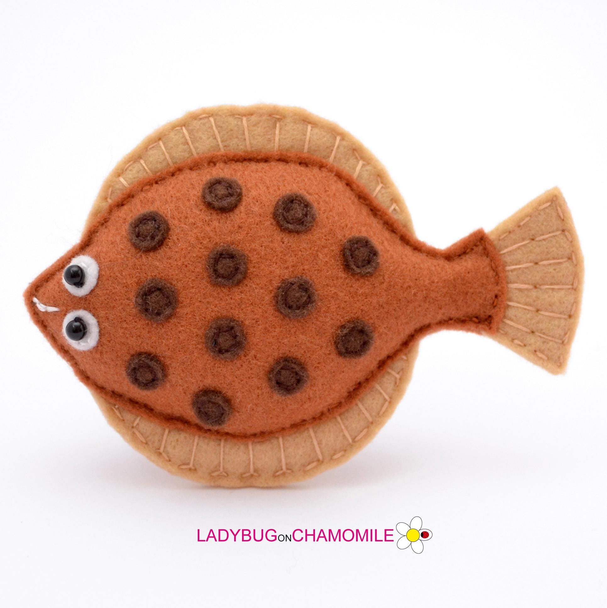 Felt Plaice | Handmade Flounder Figure | Flatfish Ornament | Ocean
