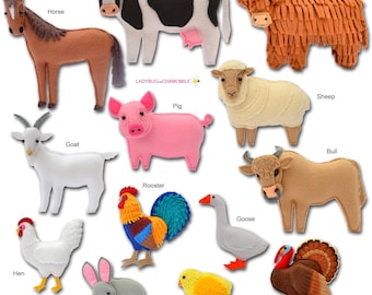 Felt Farm Animals | Farm Decor, Ornaments & Nursery Collection | Montessori Animal Set