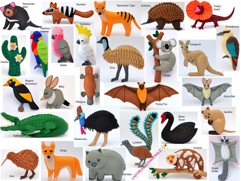 AUSTRALIAN ANIMALS Felt Toys Ornaments Keychains Etsy