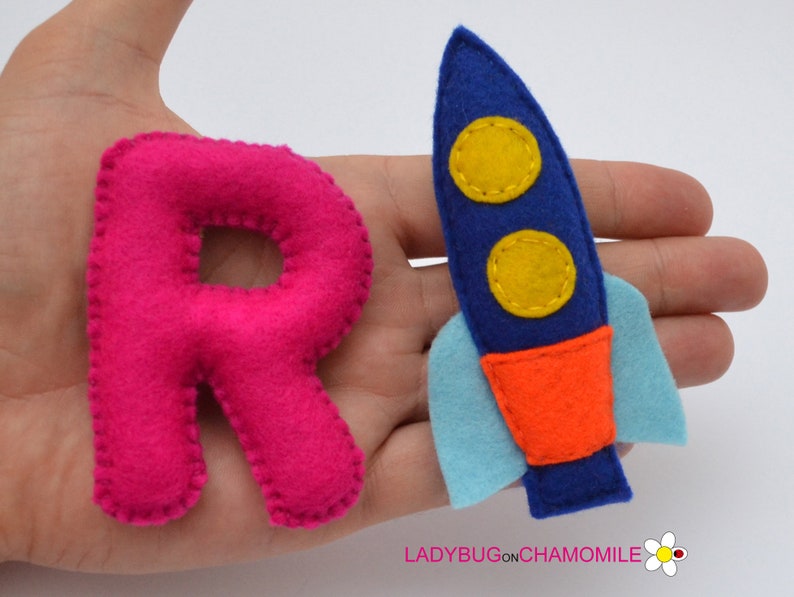 Felt magnet ALPHABET with CORRESPONDING SHAPES.