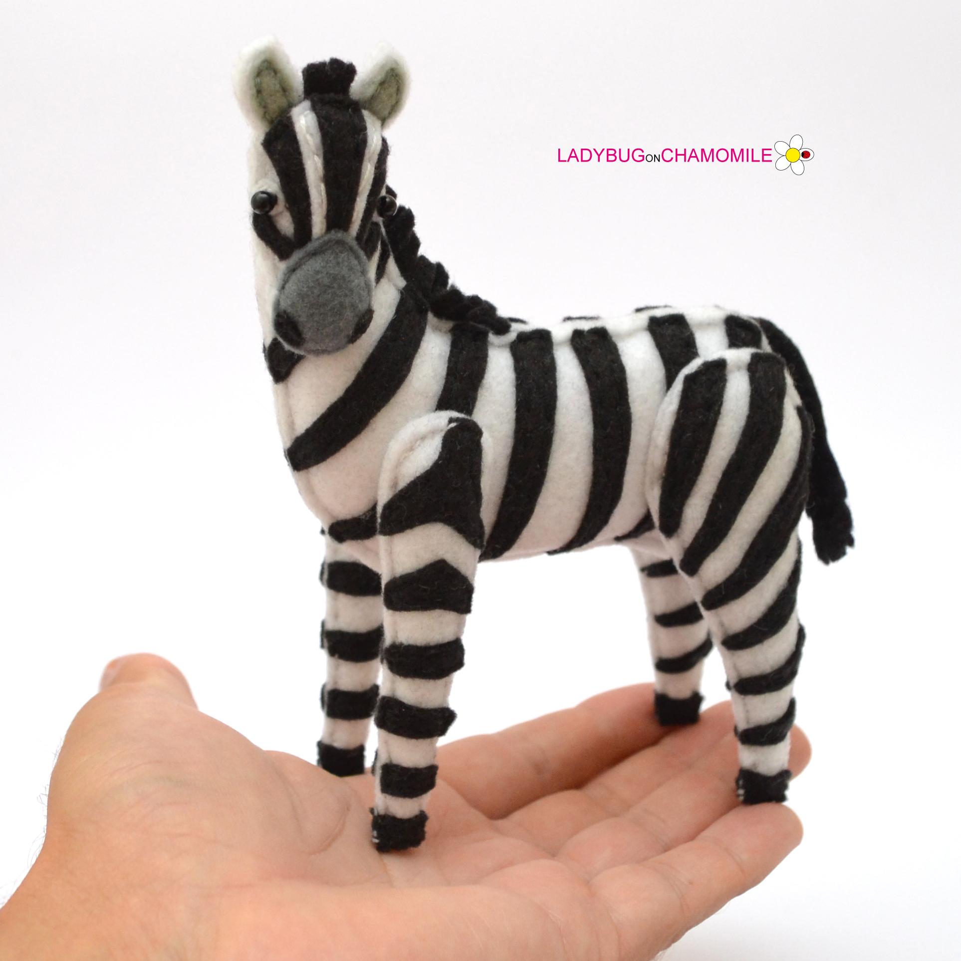 Felt Zebra | Handmade Zebra Figure | African Safari Animal