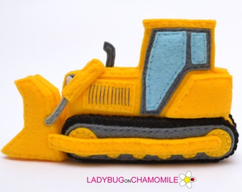 BULLDOZER felt Ornament, Toy.