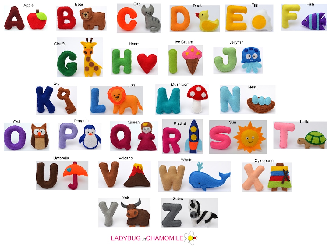 Felt ALPHABET With CORRESPONDING SHAPES. Etsy Canada
