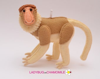 フェルト製プロボシスモンキー（鼻の長い猿）の置物、おもちゃ - Etsy 日本