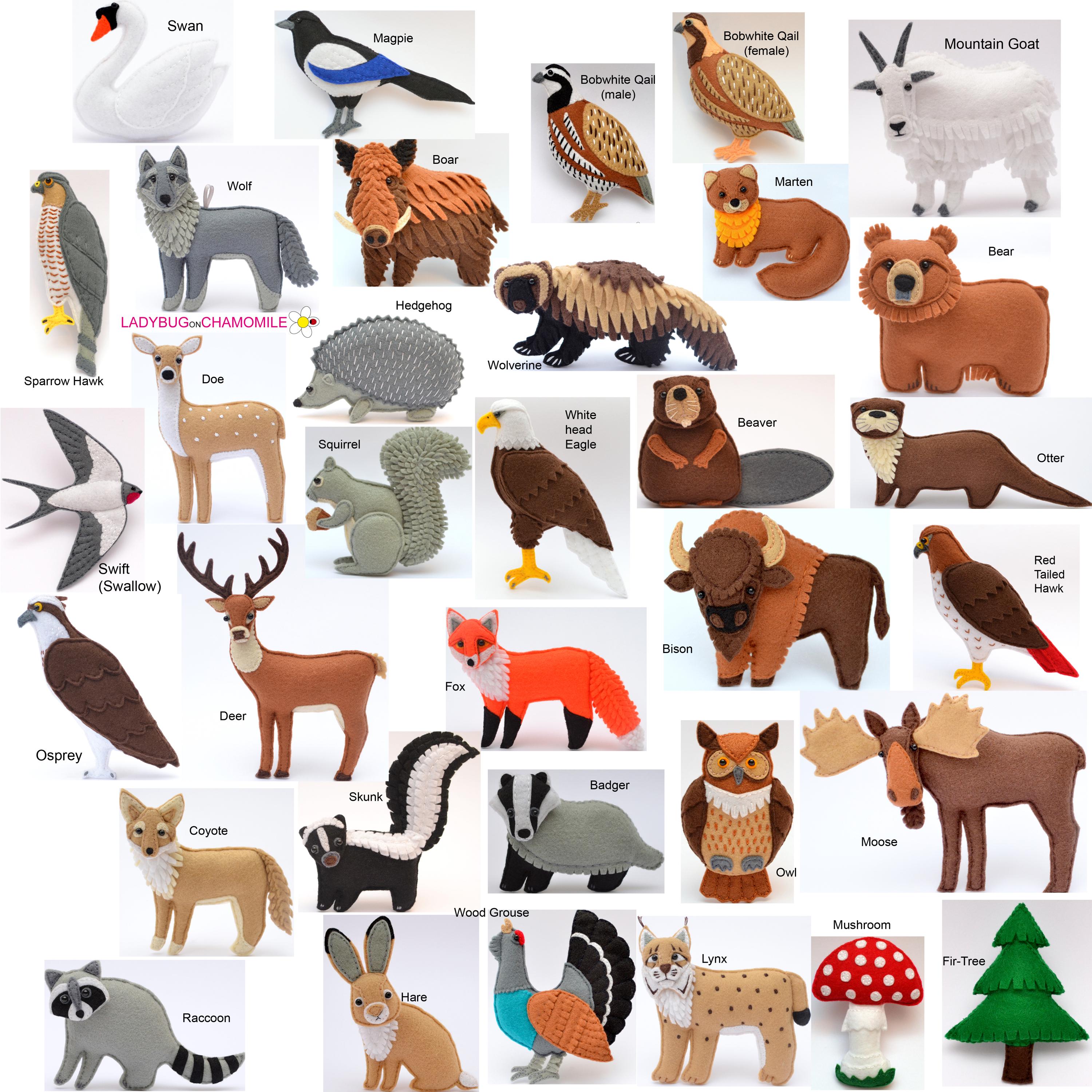 FOREST ANIMALS Felt Toys, Ornaments, Magnets - Etsy