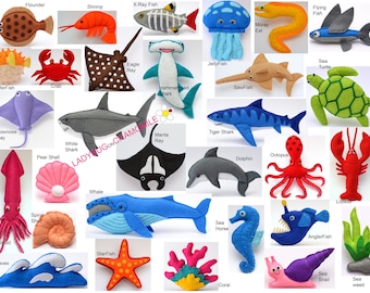 SEA CREATURES Felt Toys, Ornaments, Magnets