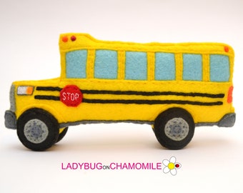 Felt SCHOOL BUS, stuffed felt School Bus Ornament, Toy.
