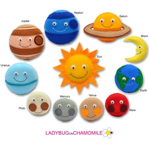 SOLAR SYSTEM planets Felt Toys or Ornaments