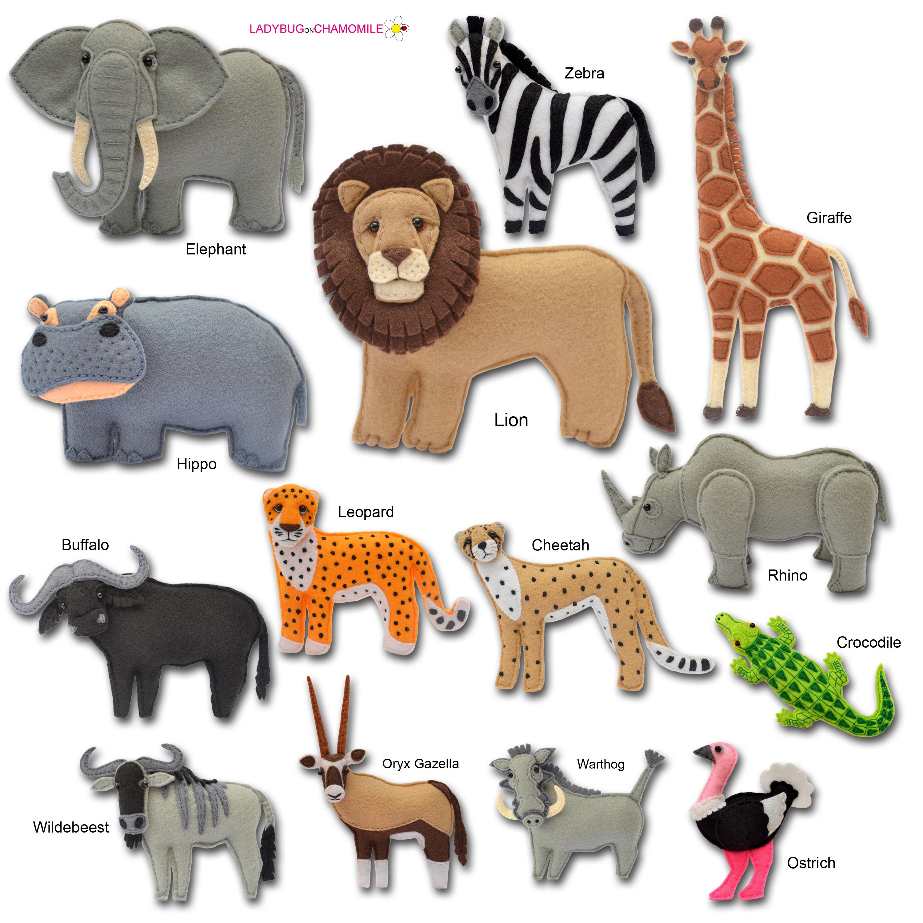 Felt African Safari Animals | Handmade Wildlife Decor & Gift