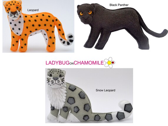 Felt Leopard Snow Leopard Panther Ornament Toy Magnet Etsy