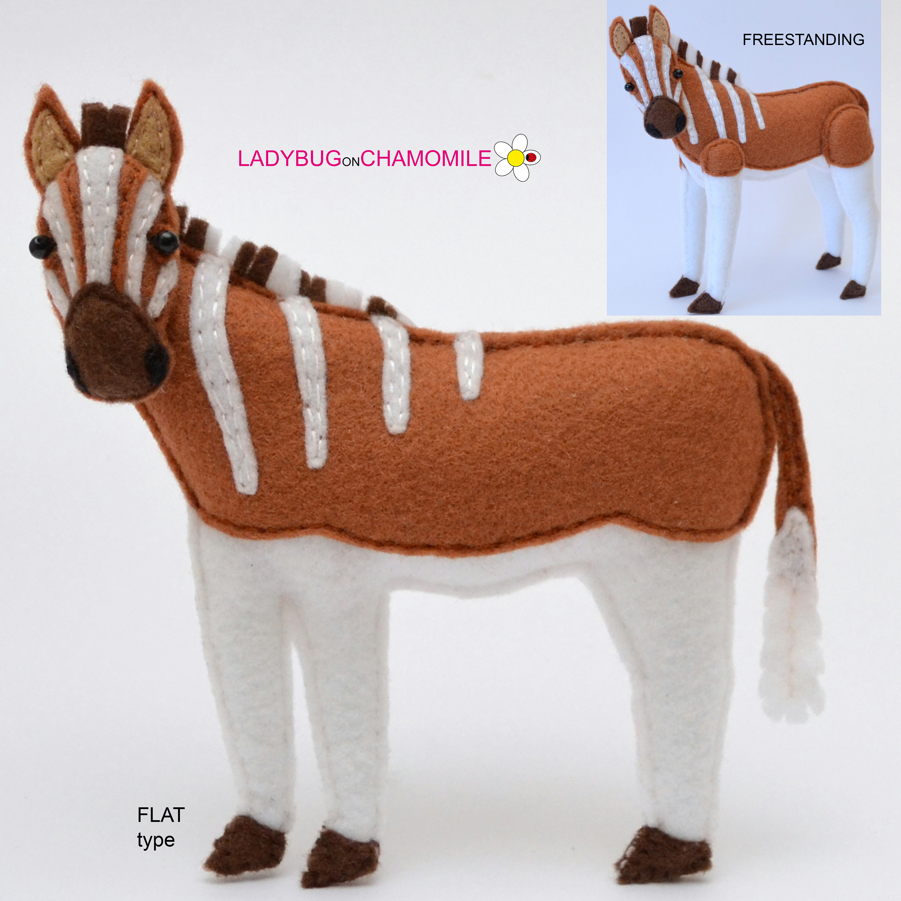 Felt Quagga | Handmade Extinct Zebra Figure | African Animal