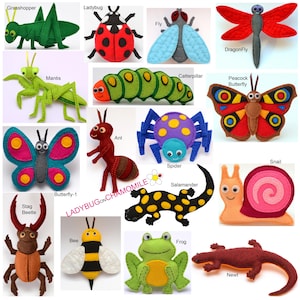 INSECTS and BEETLES Felt Toys, Ornaments,Magnets